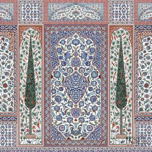 Carta da parati contemporanea - AR101 Iznik cs01 Original - Iksel Decorative Arts - in fibra di vetro / in vinile / con motivi naturali