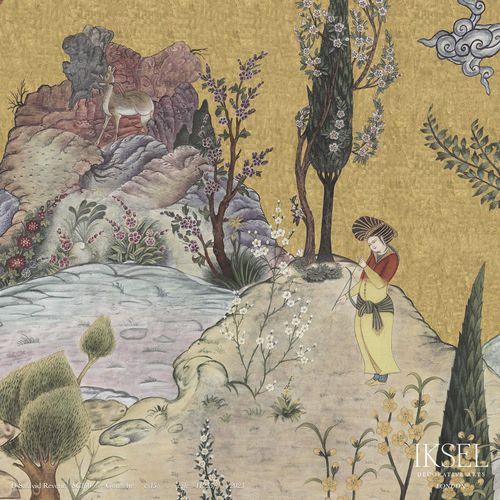 Carta da parati contemporanea - SC160 D-Safavid Reverie - Iksel Decorative Arts - in fibra di vetro / in vinile / con motivi naturali