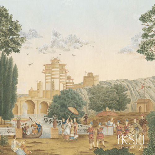Carta da parati contemporanea - SC120 La Fête Chinoise - Iksel Decorative Arts - in fibra di vetro / in vinile / con motivi naturali