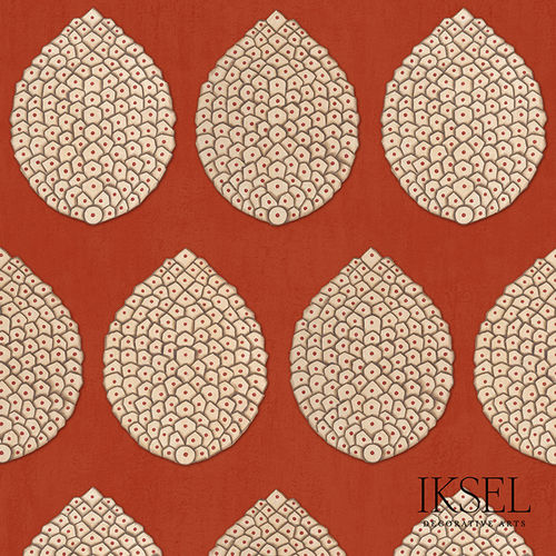 Carta da parati contemporanea - RW209 Pomegranate - Iksel Decorative Arts - in vinile / in fibra di vetro / con motivi naturali