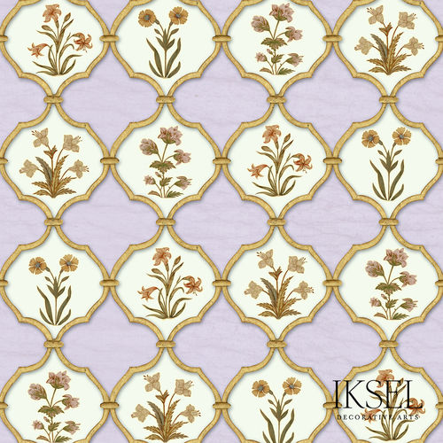 Carta da parati contemporanea - RW310 Jali Bouquet - Iksel Decorative Arts - in vinile / in fibra di vetro / a fiori