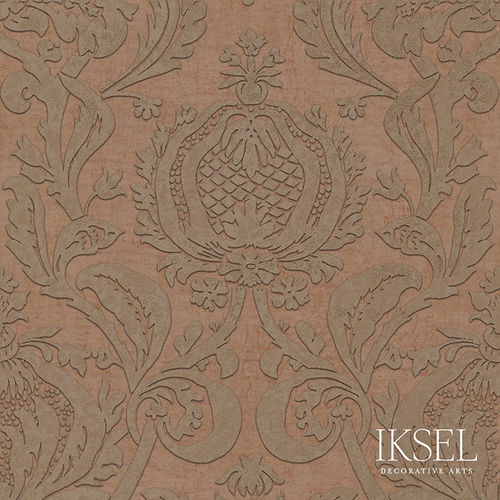 Carta da parati contemporanea - RW402 Pomegranate Damask - Iksel Decorative Arts - in vinile / in fibra di vetro / con motivi naturali