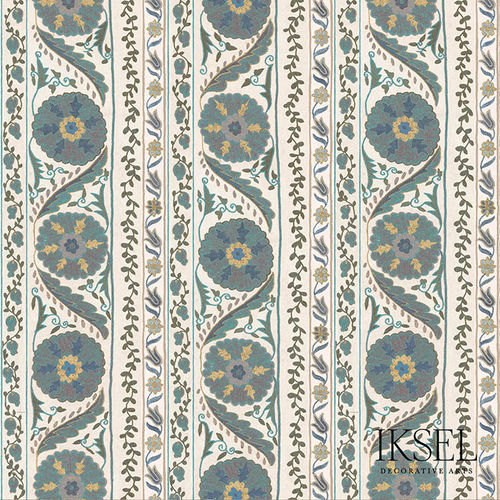 Carta da parati contemporanea - RW504 Suzani Borders - Iksel Decorative Arts - in vinile / in fibra di vetro / con motivi floreali