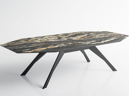 Tavolo contemporaneo - POP  - TERZADIMENSIONE - in vetro / in gres porcellanato / con supporto in acciaio