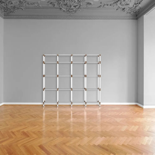 Sistema di scaffali a muro - Library 190/190 - tRACK by Kesseböhmer GmbH - autoportante / contemporaneo / in acciaio con rivestimento a polvere