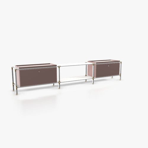 Credenza contemporanea - L.3.900.1.2.AZ.TA.1 - tRACK by Kesseböhmer GmbH - impiallacciata in legno / in MDF laccato / in acciaio con rivestimento a polvere
