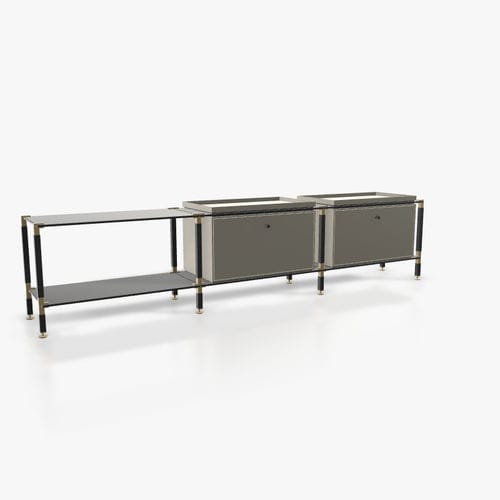 Credenza contemporanea - L.3.750.1.2.AZ.TA.2 - tRACK by Kesseböhmer GmbH - impiallacciata in legno / in MDF laccato / in acciaio con rivestimento a polvere