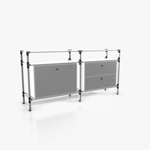 Credenza contemporanea - S.2.750.2.2.DU.00.1 - tRACK by Kesseböhmer GmbH - impiallacciata in legno / in MDF laccato / in acciaio con rivestimento a polvere