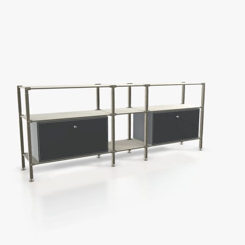 Credenza contemporanea - S.3.750.2.2.AZ.00.1 - tRACK by Kesseböhmer GmbH - impiallacciata in legno / in MDF laccato / in acciaio con rivestimento a polvere