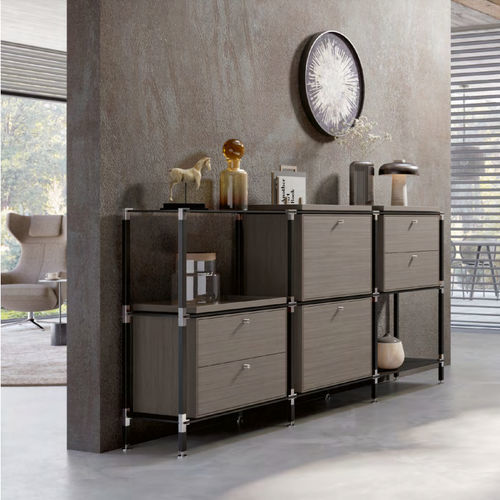 Credenza contemporanea - S.3.900.2.4.DU.TA.1 - tRACK by Kesseböhmer GmbH - impiallacciata in legno / in MDF laccato / in acciaio con rivestimento a polvere