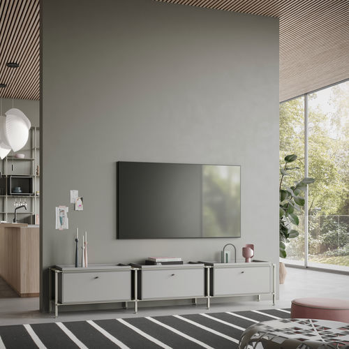 Credenza contemporanea - L.3.900.1.3.AZ.TA.1 - tRACK by Kesseböhmer GmbH - impiallacciata in legno / in MDF laccato / con ripiano