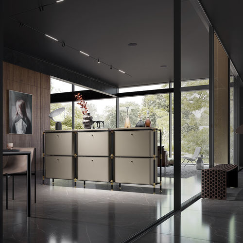Credenza contemporanea - S.3.750.2.6.DU.TA.1 - tRACK by Kesseböhmer GmbH - impiallacciata in legno / in MDF laccato / in acciaio con rivestimento a polvere