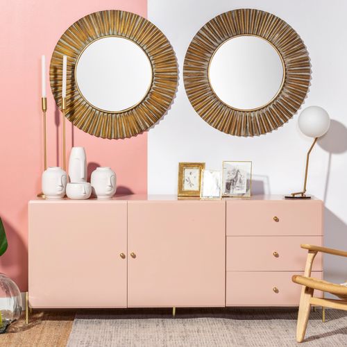Credenza contemporanea - WALDORF - CAMINO A CASA - in MDF laccato / in ferro / con cassetti
