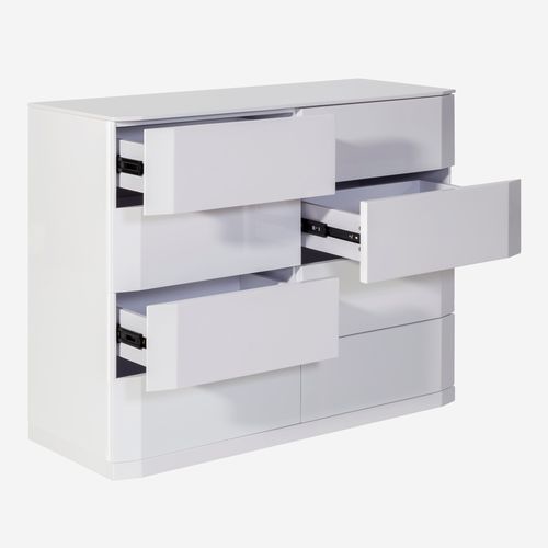 Cassettone contemporaneo - MANHATTAN - CAMINO A CASA - in legno laccato / 8 cassetti / bianco