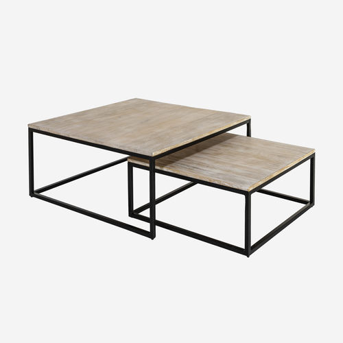 Tavolino estraibile contemporaneo - 987-024365-NEGROD.ROB - CAMINO A CASA - in legno / con supporto in ferro / quadrato