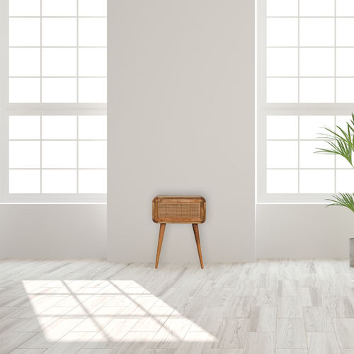 Comodino in stile scandinavo - MINI  - Artisan Furniture - in legno massiccio / in rattan / con supporto in legno massiccio