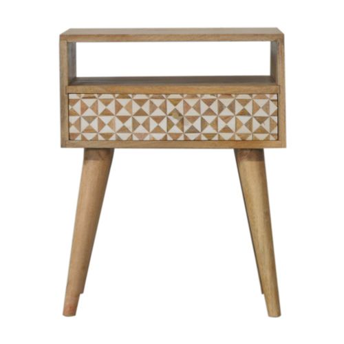 Comodino in stile scandinavo - SARINA  - Artisan Furniture - in legno massiccio / in resina / con supporto in legno massiccio