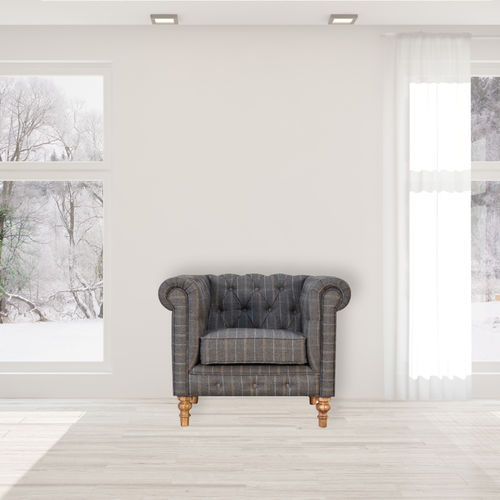 Poltrona chesterfield - PEWTER TWEED - Artisan Furniture - in tessuto / in legno massiccio / fatta a mano