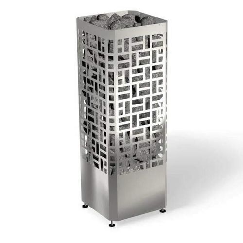 Stufa per sauna elettrica - eos Edge - Fire Ice Systemtec Georg Zelger e.K. - 5 kW...10 kW / a pavimento / in acciaio inossidabile
