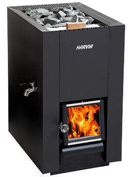Stufa per sauna a legna - Harvia Linear 22 es - Fire Ice Systemtec Georg Zelger e.K. - 20 kW...50 kW / a pavimento / in metallo