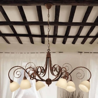 Lampadario classico - 1750/6 - LAM Export - in vetro / in acciaio / da 6 lampadine