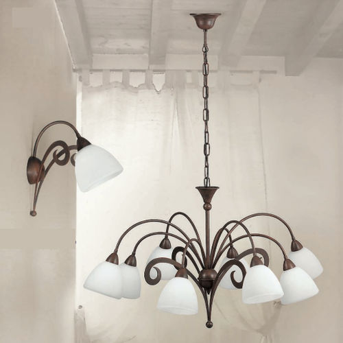 Lampadario classico - 1945/8 - LAM Export - in vetro / da 8 lampadine / con diffusori sferici