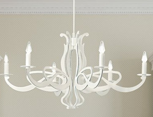 Lampadario classico - 2001/6 - LAM Export - in acciaio / da 6 lampadine / a candelabro