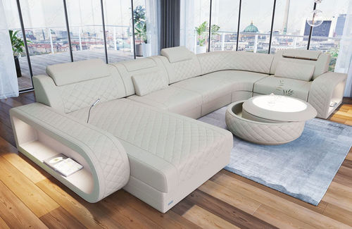 Divano modulare - Berlin U - Sofa dreams - chesterfield / in pelle / con braccioli