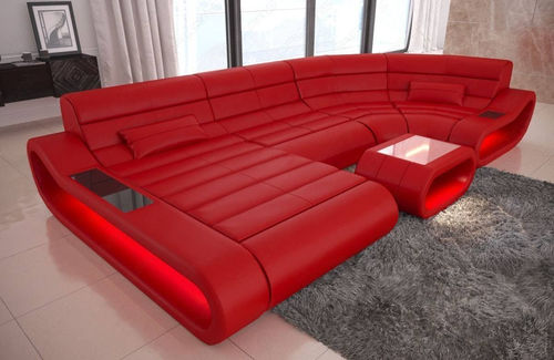 Divano modulare - Concept U - Sofa dreams - contemporaneo / in pelle / con poggiapiedi