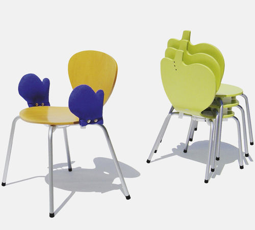 Sedia contemporanea - JULCAR - da interno / in legno / con supporto in metallo