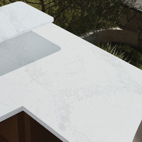 Piano di lavoro sintetico - Calacatta Era - Fujian Ultracera New Materials CO.,Ltd - in silice / per uso residenziale / da cucina