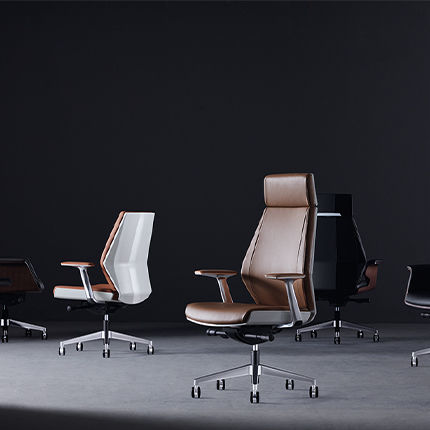 Poltrona direzionale contemporaneo - Coupe  - Zhejiang Sunon Furniture Manufacture Co., Ltd. - in pelle / in noce / in alluminio