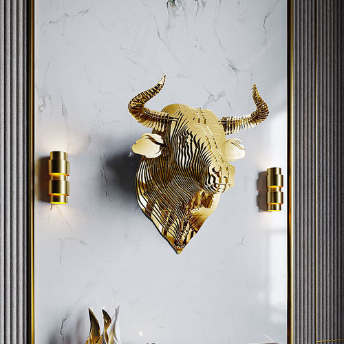 Scultura in ottone - Namuli Bull - CREATUR - a muro / dorata / nera
