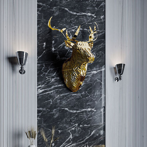 Scultura in ottone - Belaya Deer - CREATUR - a muro / dorata / nera