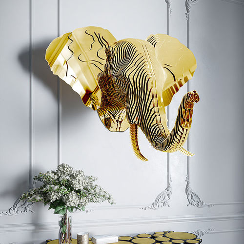Scultura in ottone - Kadam Elephant - CREATUR - a muro / dorata / nera