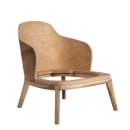Poltrona contemporanea - P-266 - Papelci - in pelle / in legno / con 4 gambe