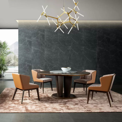 Set tavolo e sedia contemporaneo - L12 - Zhongshan Four Seas Furniture MFG. Ltd. - da interno / impiallacciato in legno / rotondo