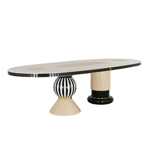 Tavolo da pranzo in marmo - FUSCHIA - Hommés Studio - contemporaneo / in legno / con supporto in acciaio inossidabile