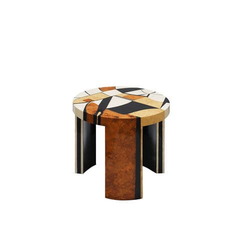 Tavolo d'appoggio contemporaneo - KLIMT - Hommés Studio - in legno / con supporto in legno / rotondo