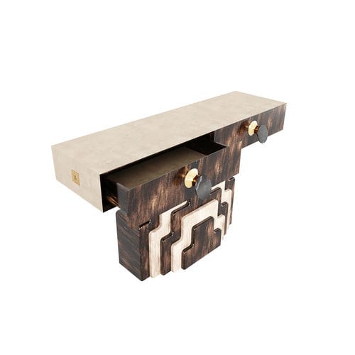 Consolle in marmo - ANNALI - Hommés Studio - Art Deco / in legno laccato / in pelle
