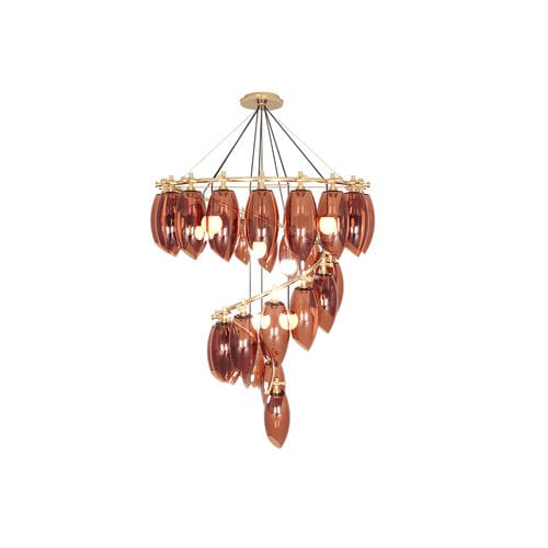 Lampadario Art Deco - COCOON - Hommés Studio - in vetro soffiato / in acciaio inossidabile lucido / a cascata