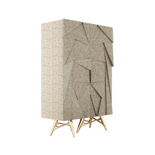 Mobile bar contemporaneo - ROSALIA CABINET - Hommés Studio - in legno / in ottone lucidato / grigio