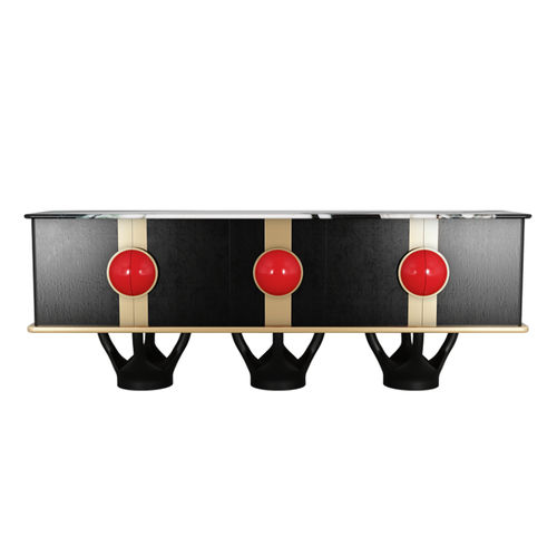 Credenza design organico - MARINO - Hommés Studio - in legno laccato / in acciaio inossidabile lucido / in marmo