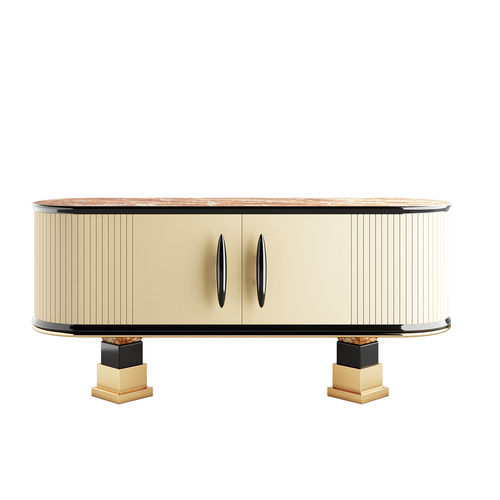 Credenza contemporanea - BABAR - Hommés Studio - in legno laccato / in acciaio inossidabile lucido / in marmo