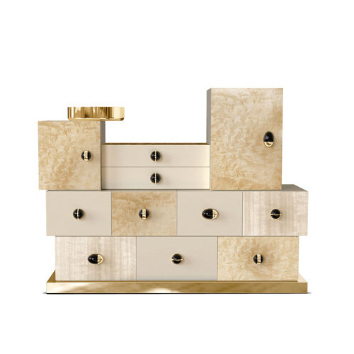 Cassettone contemporaneo - MATRIOSKA CHEST - Hommés Studio - in legno / in nichel / in acciaio inossidabile lucido