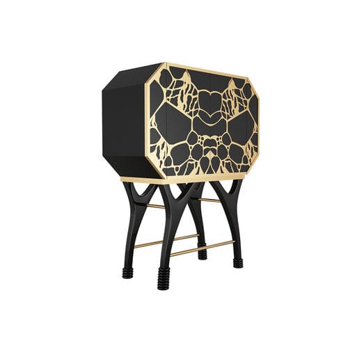 Mobile bar contemporaneo - ROMA - Hommés Studio - in legno laccato / in acciaio inossidabile / nero