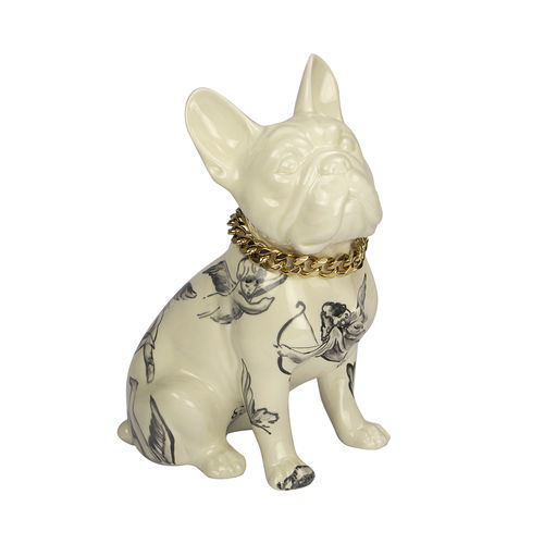 Scultura in ceramica - FRENCH BULLDOG - Hommés Studio - in acciaio inossidabile / da esterno / contract