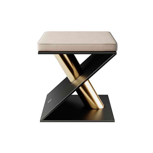 Sgabello contemporaneo - X STOOL - Hommés Studio - in velluto / con supporto in acciaio verniciato / con supporto in ferro