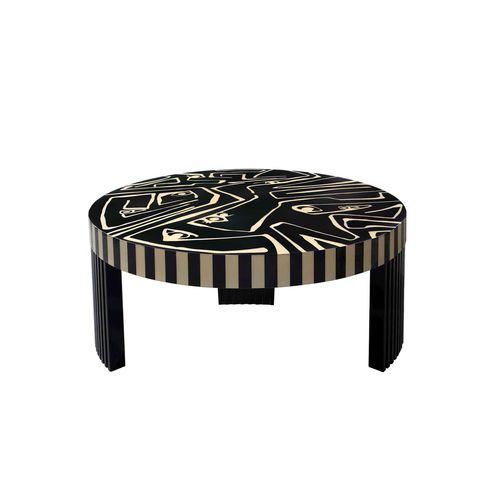 Tavolino basso contemporaneo - PICASSO CENTER TABLE - Hommés Studio - impiallacciato in legno / con supporto in legno laccato / rotondo