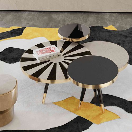 Tavolo d'appoggio contemporaneo - ARCADIA  - Hommés Studio - impiallacciato in legno / in vetro laccato / in pelle